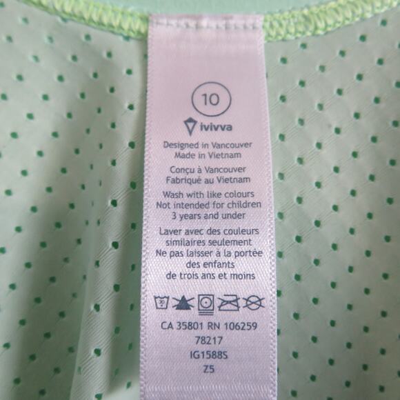 Ivivva Kids Sz 10 Light Green Tank Mesh Back Sleeveless Laser Cut Athletic Wear - Picture 5 of 6